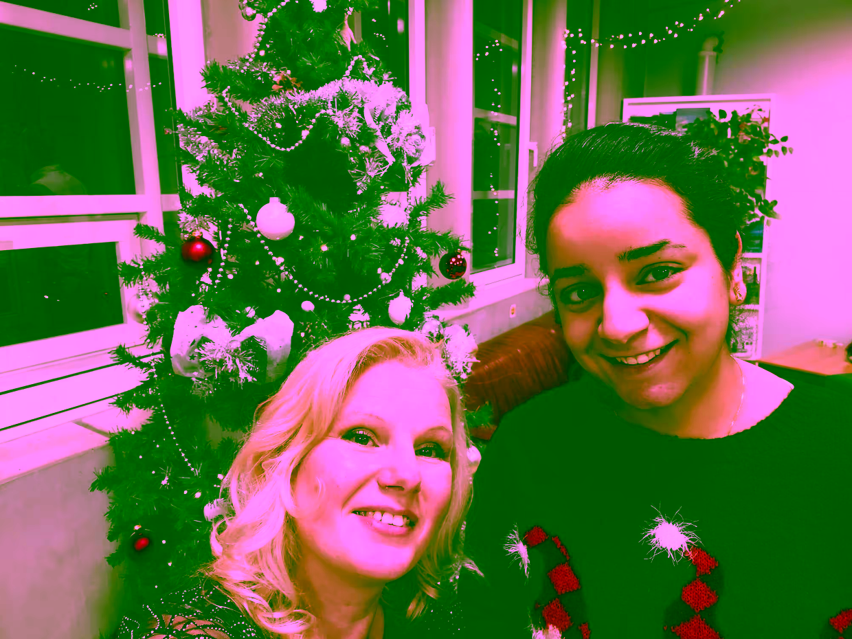 Rodica and Cathrine at Christmas Event at University of Twente