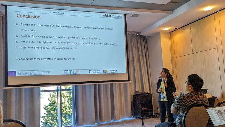 Cathrine during presentation at Conference EMC Europe 2023